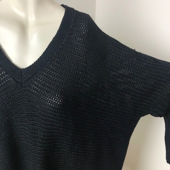 Noisy May Black Vera 3/4 Sleeve Oversized V-Neck Pullover Sweater Size L - Picture 6 of 14